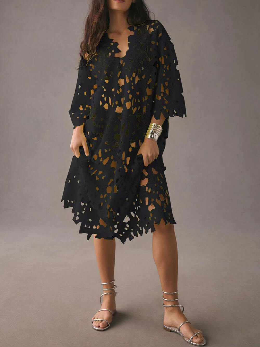 Floral | Robe de plage midi en dentelle