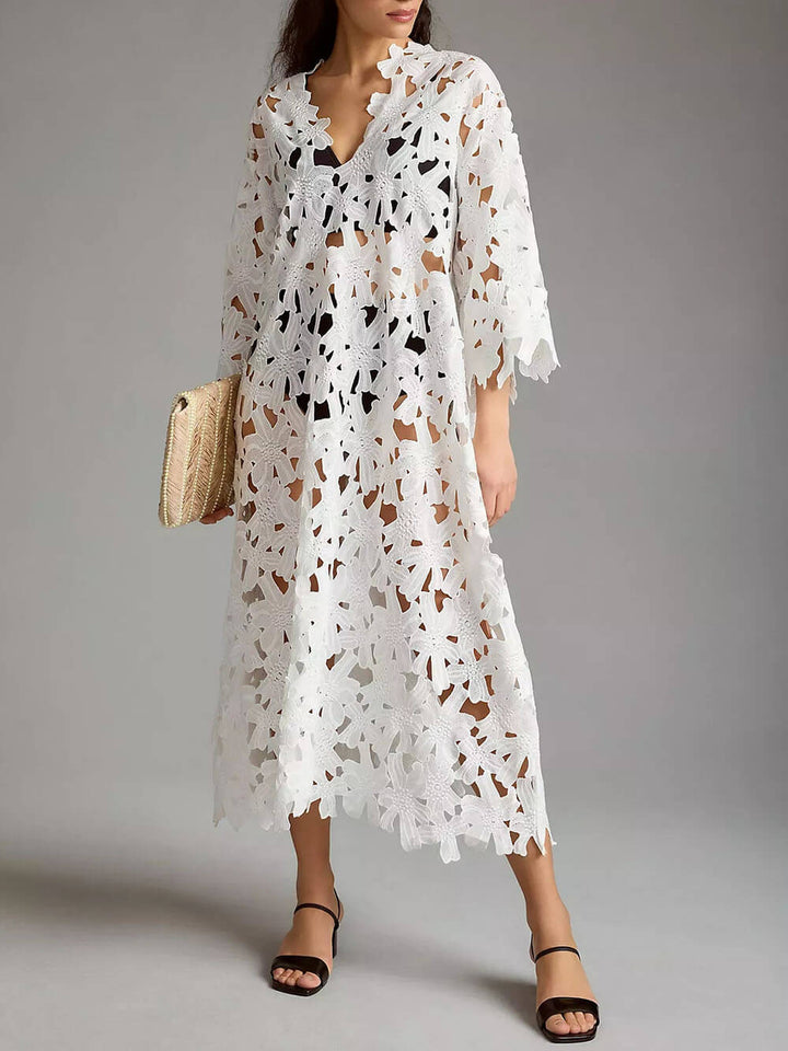 Floral | Robe de plage midi en dentelle