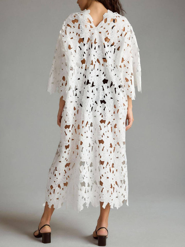 Floral | Robe de plage midi en dentelle