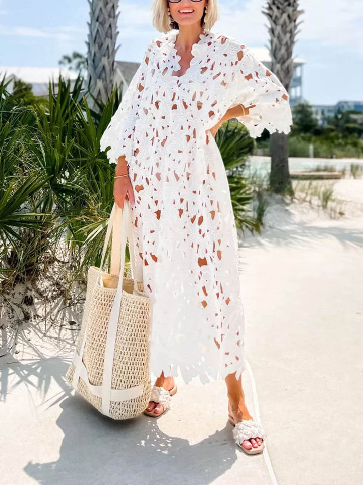 Floral | Robe de plage midi en dentelle