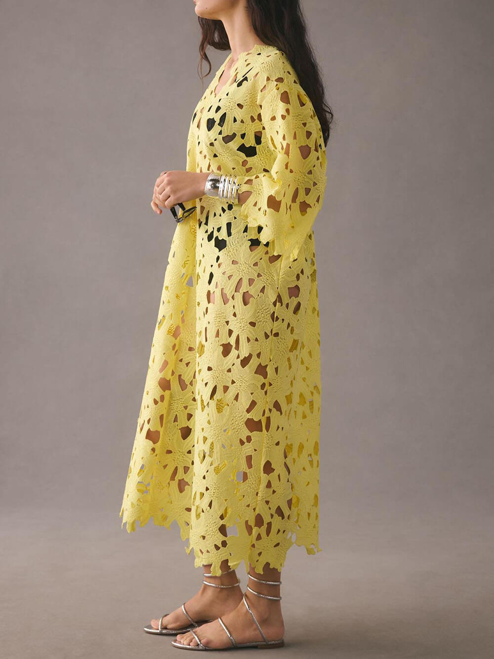 Floral | Robe de plage midi en dentelle
