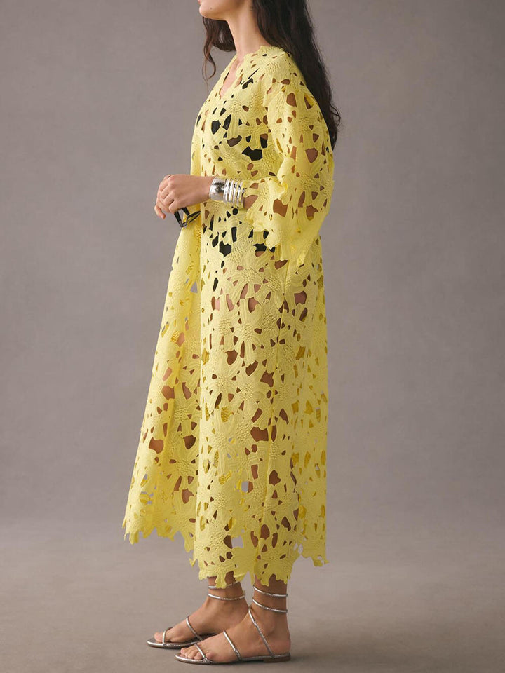 Floral | Robe de plage midi en dentelle