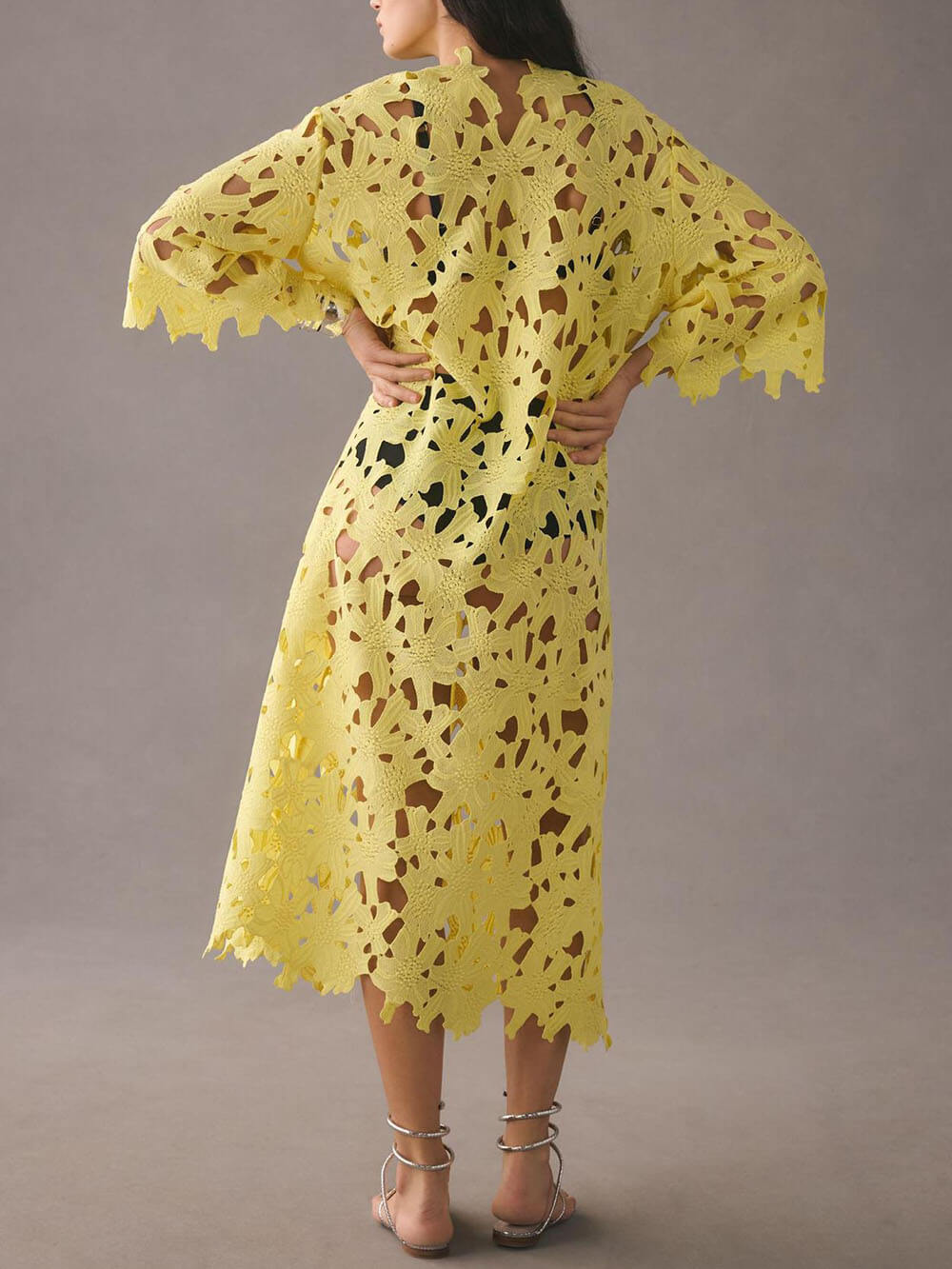 Floral | Robe de plage midi en dentelle