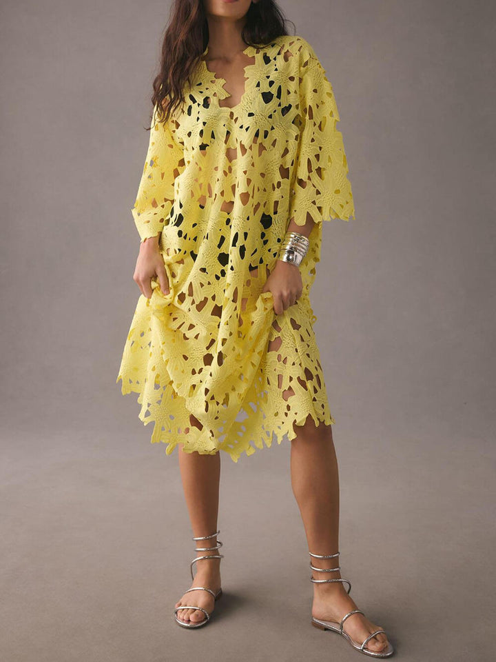 Floral | Robe de plage midi en dentelle