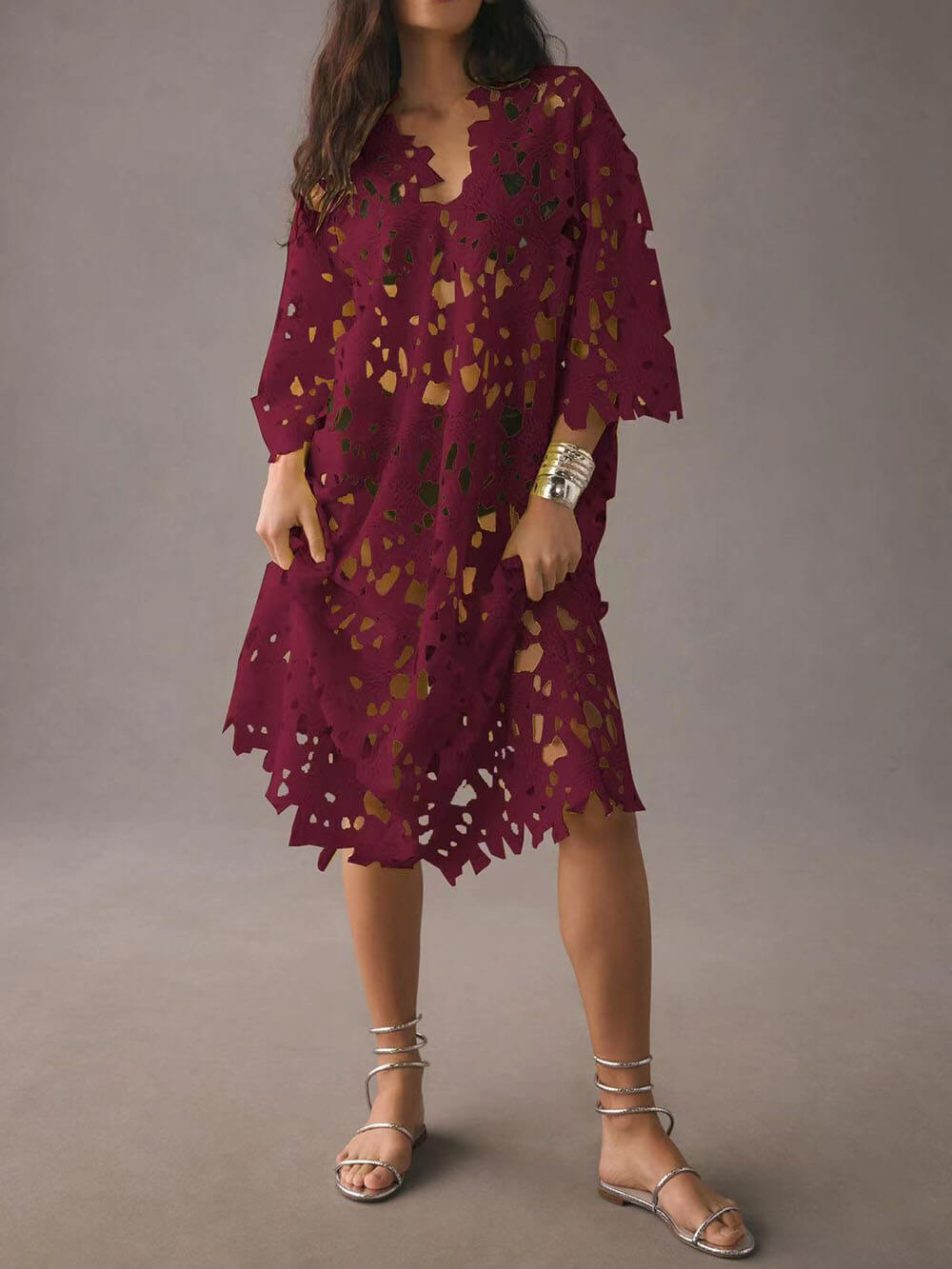 Floral | Robe de plage midi en dentelle