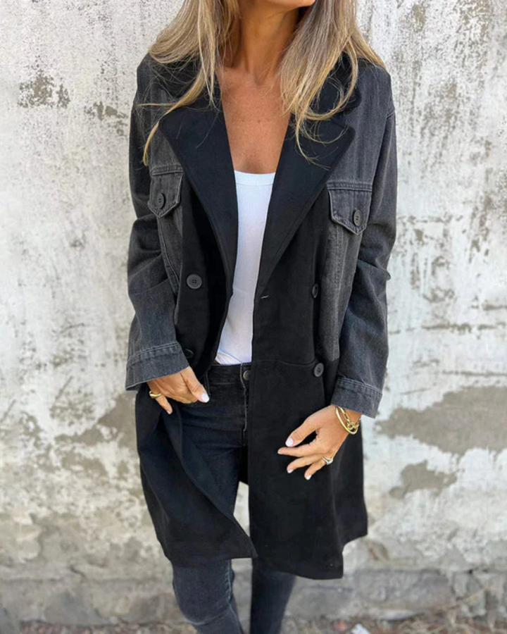 Sara | Veste en denim et suède camel