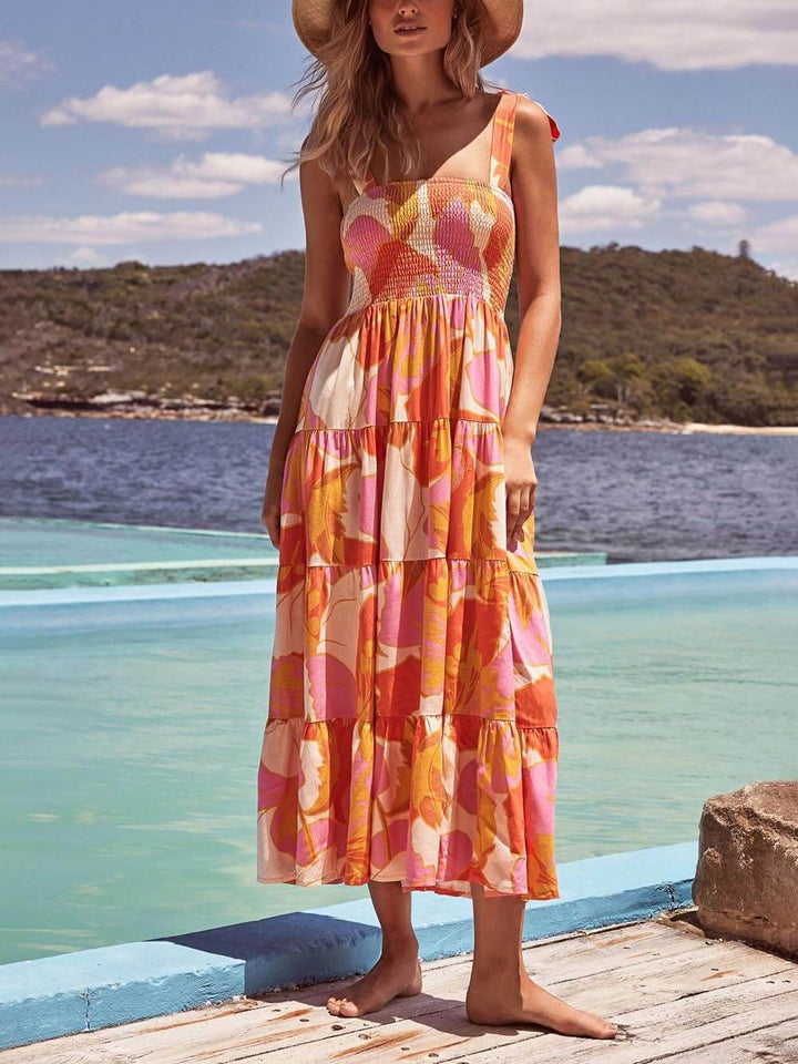 Marina | Robe caraco plissée imprimé "Sea Charm"