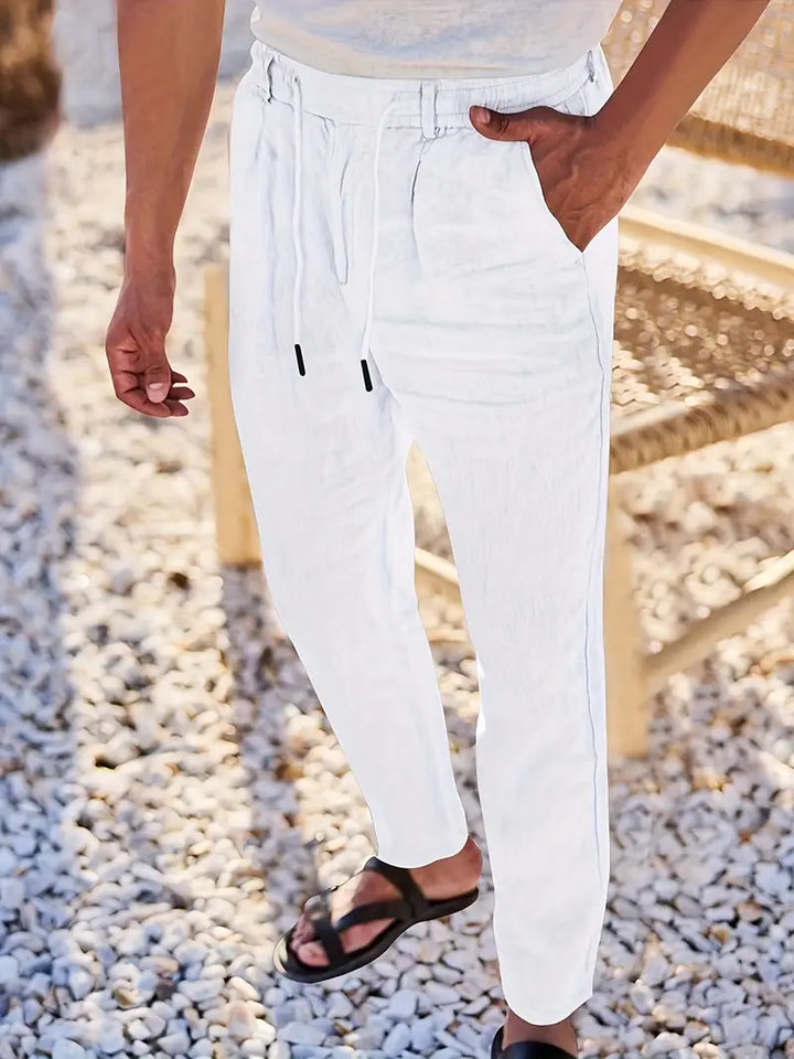 MOREL & LAURENT PARIS | PANTALONS LARGES EN LIN AVEC CORDON