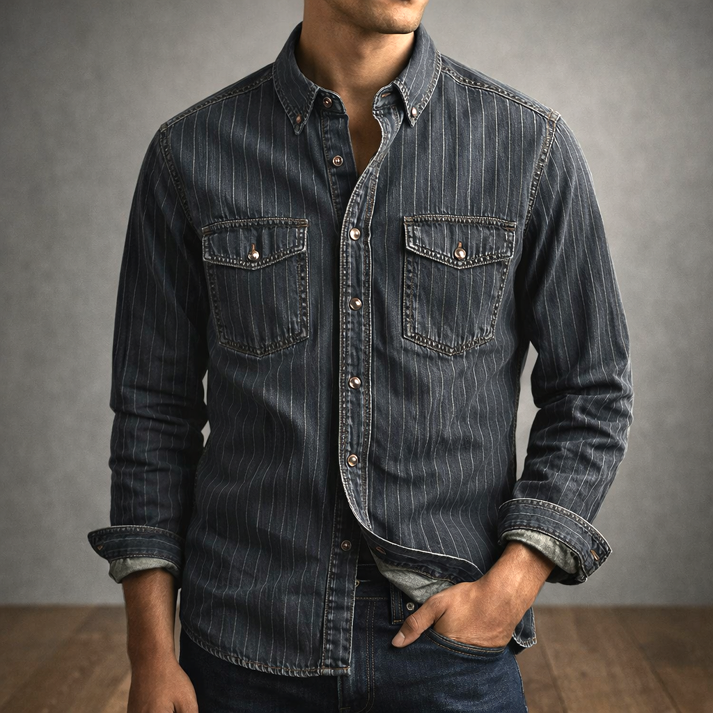 MOREL & LAURENT PARIS | CHEMISE À RAYURES MANCHES LONGUES POUR HOMME