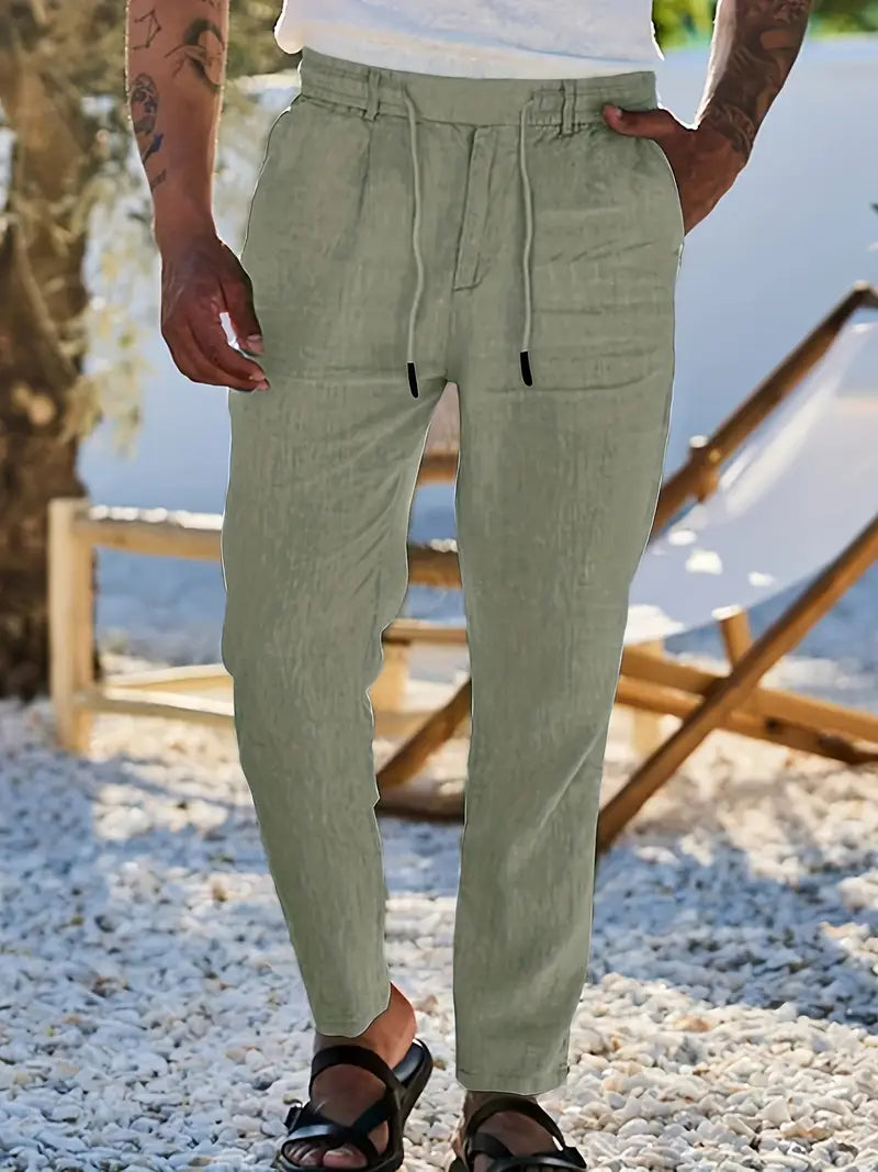 MOREL & LAURENT PARIS | PANTALONS LARGES EN LIN AVEC CORDON