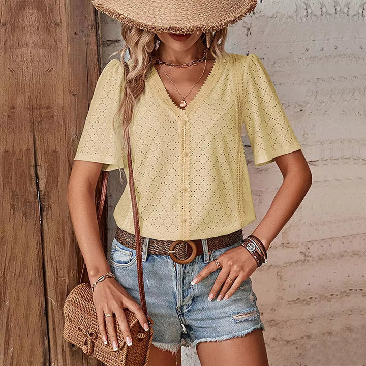 Adelheid | Blouse à manches courtes et encolure en V