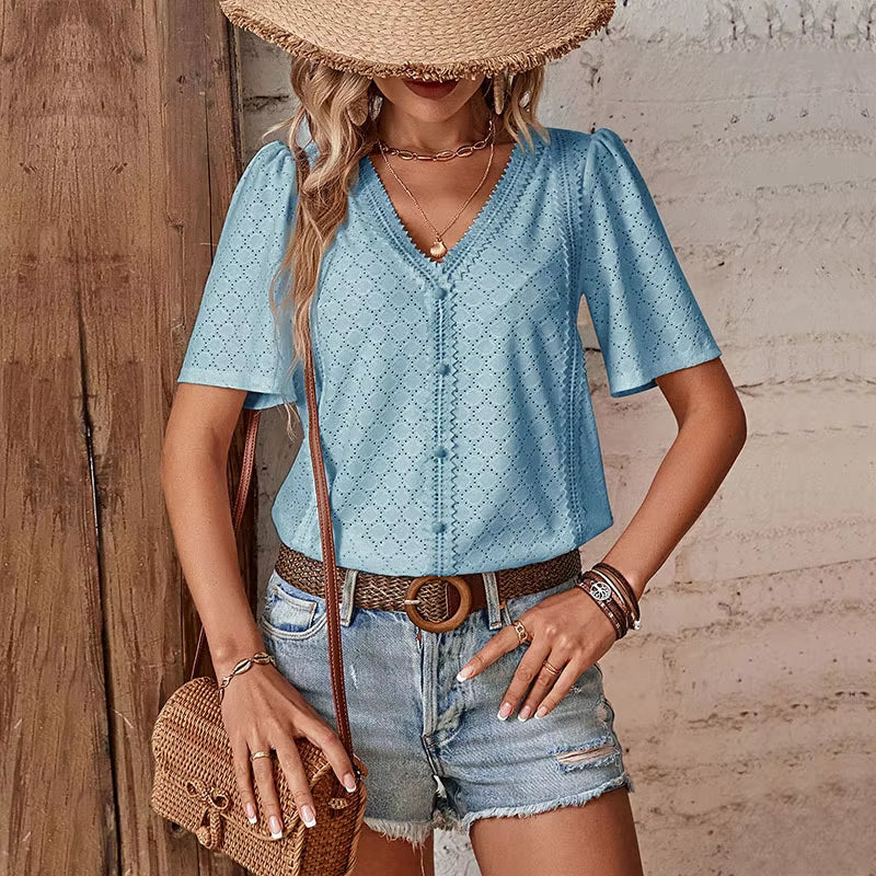 Adelheid | Blouse à manches courtes et encolure en V