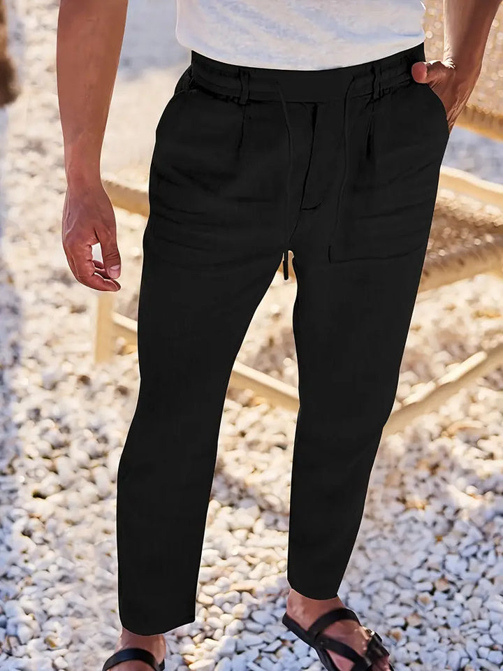 MOREL & LAURENT PARIS | PANTALONS LARGES EN LIN AVEC CORDON