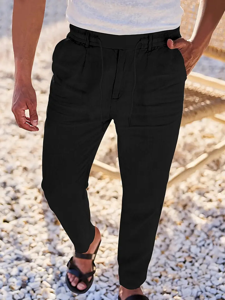 MOREL & LAURENT PARIS | PANTALONS LARGES EN LIN AVEC CORDON