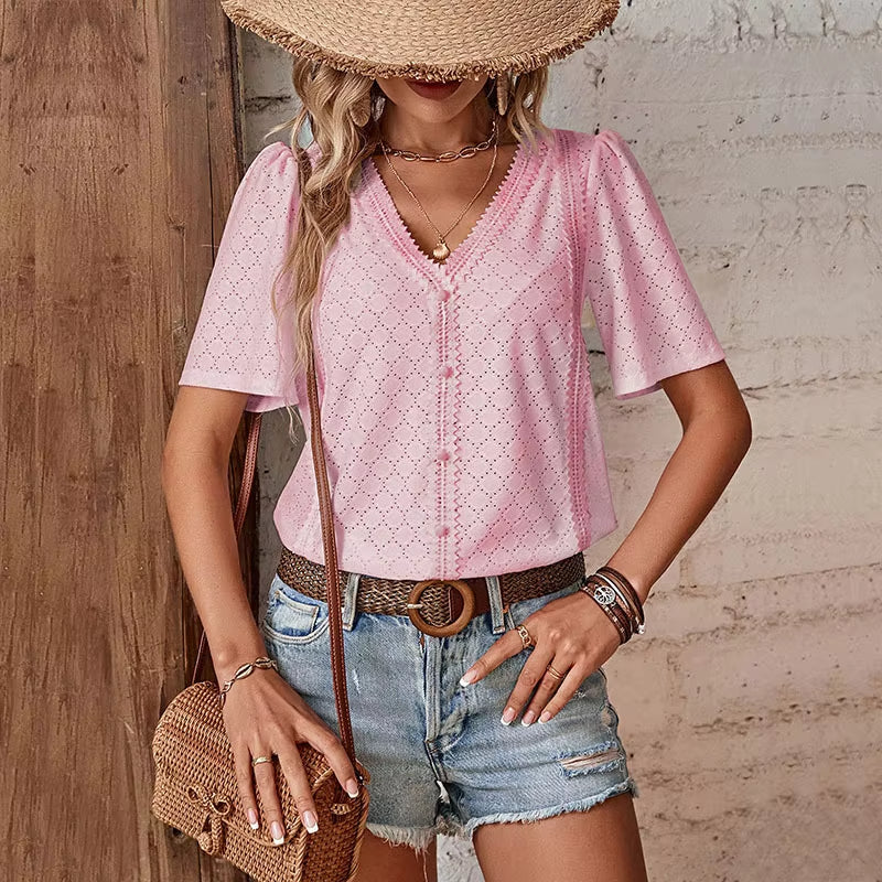 Adelheid | Blouse à manches courtes et encolure en V