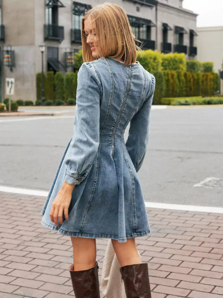 Denim Darling | Robe mini en jean évasée