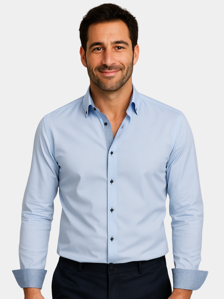 MOREL & LAURENT PARIS | CHEMISE ÉLÉGANTE LÉGÈRE AVEC DÉTAILS CONTRASTÉS
