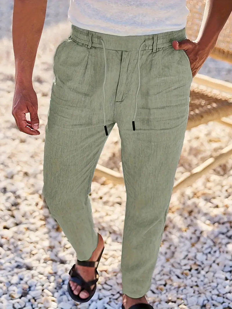 MOREL & LAURENT PARIS | PANTALONS LARGES EN LIN AVEC CORDON