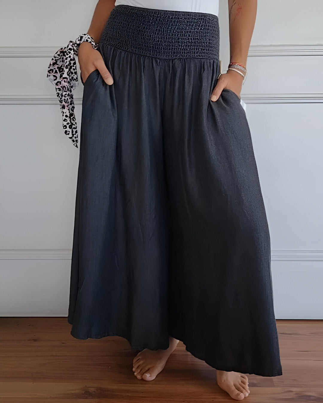 MOREL & LAURENT PARIS | Pantalon large pour femme avec taille smockée