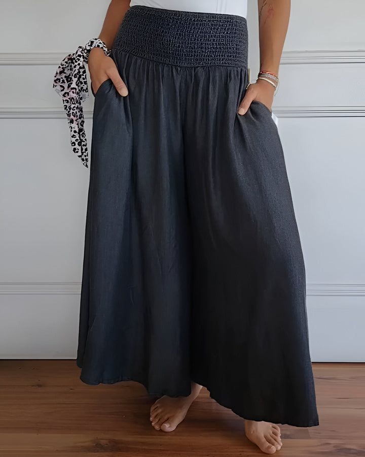 MOREL & LAURENT PARIS | Pantalon large pour femme avec taille smockée
