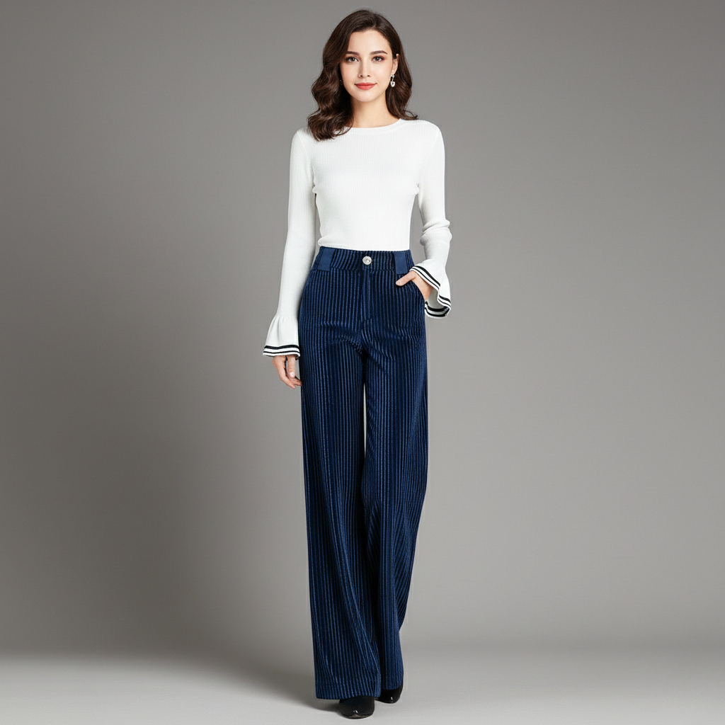 MOREL & LAURENT PARIS | PANTALON EN VELOURS TRICOTÉ TAILLE HAUTE POUR FEMME