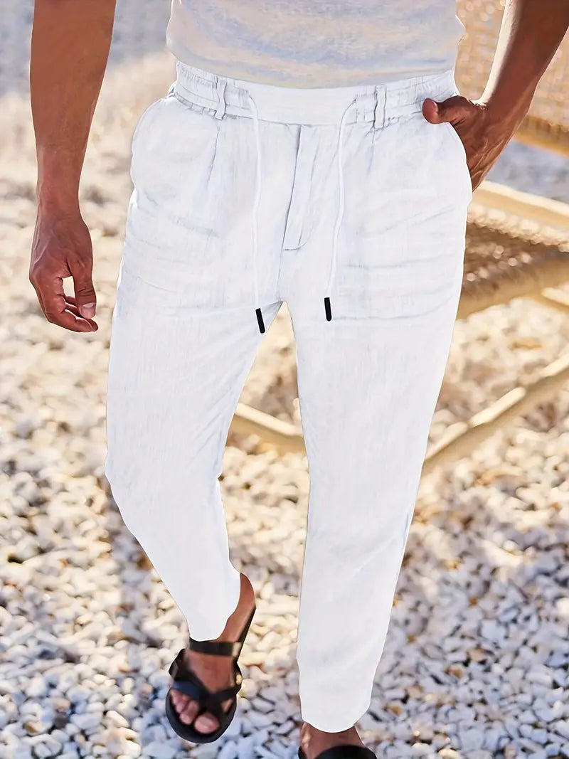 MOREL & LAURENT PARIS | PANTALONS LARGES EN LIN AVEC CORDON