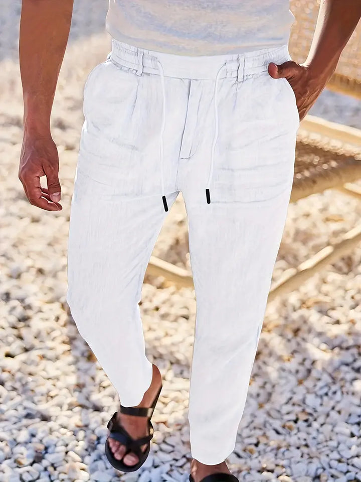 MOREL & LAURENT PARIS | PANTALONS LARGES EN LIN AVEC CORDON