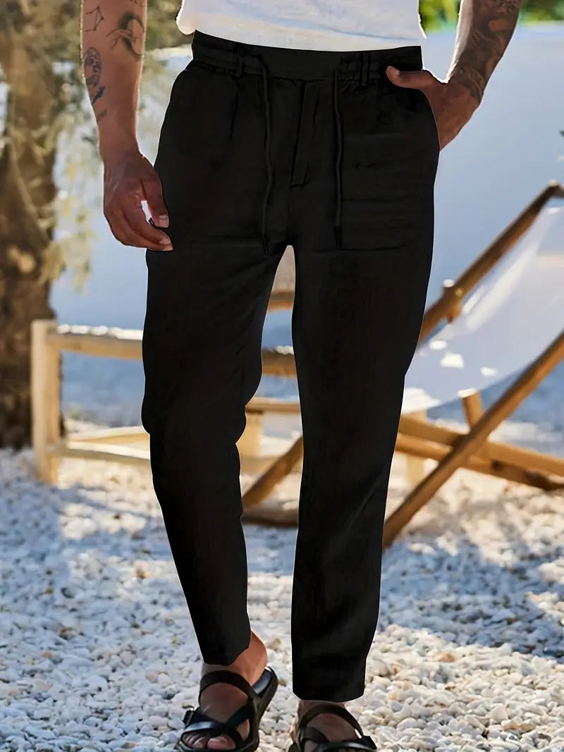MOREL & LAURENT PARIS | PANTALONS LARGES EN LIN AVEC CORDON