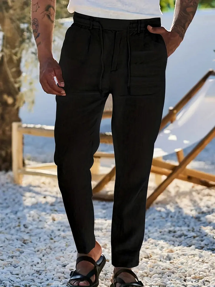 MOREL & LAURENT PARIS | PANTALONS LARGES EN LIN AVEC CORDON