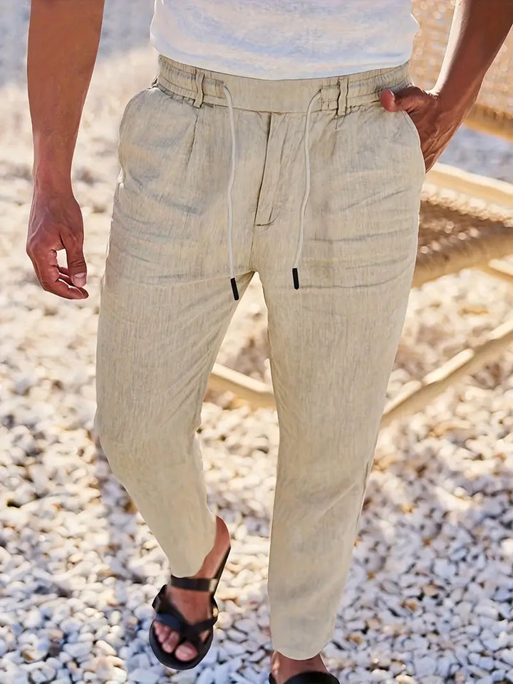 MOREL & LAURENT PARIS | PANTALONS LARGES EN LIN AVEC CORDON