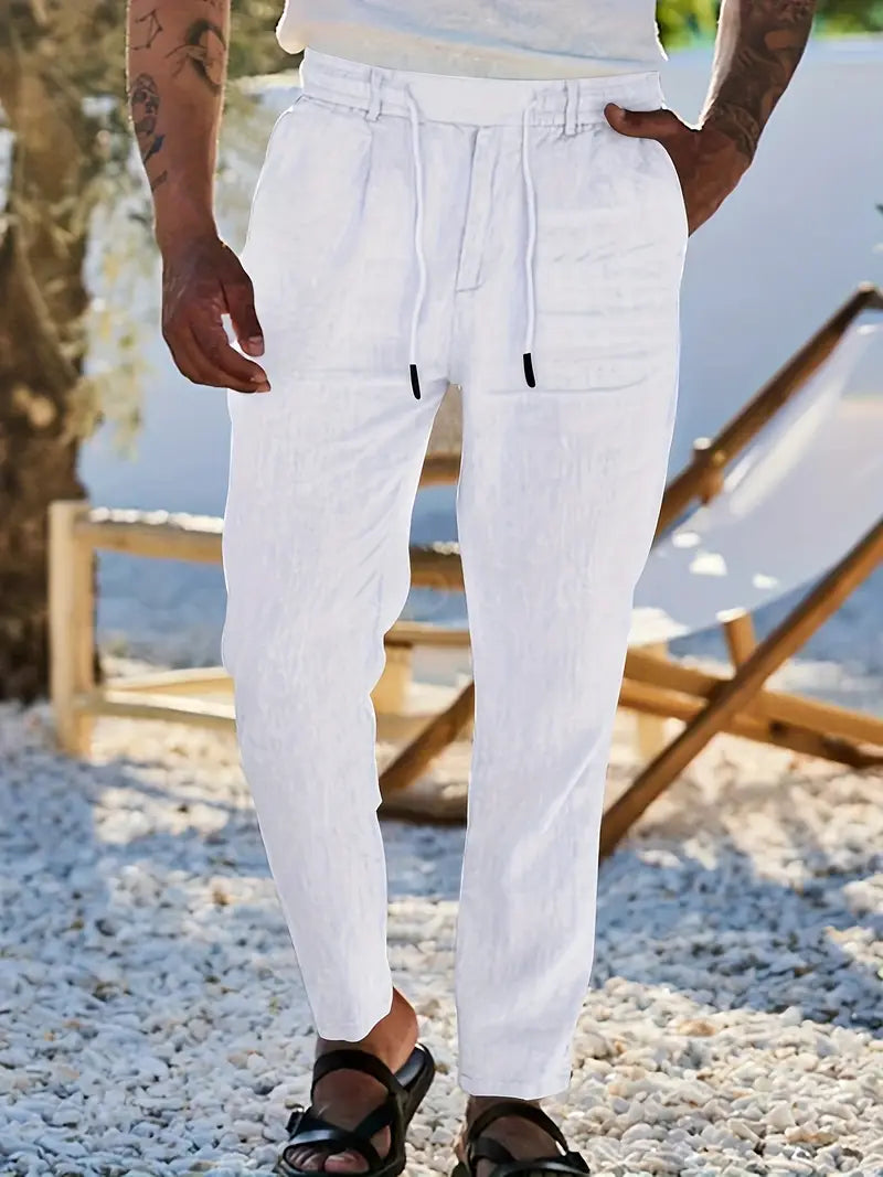 MOREL & LAURENT PARIS | PANTALONS LARGES EN LIN AVEC CORDON