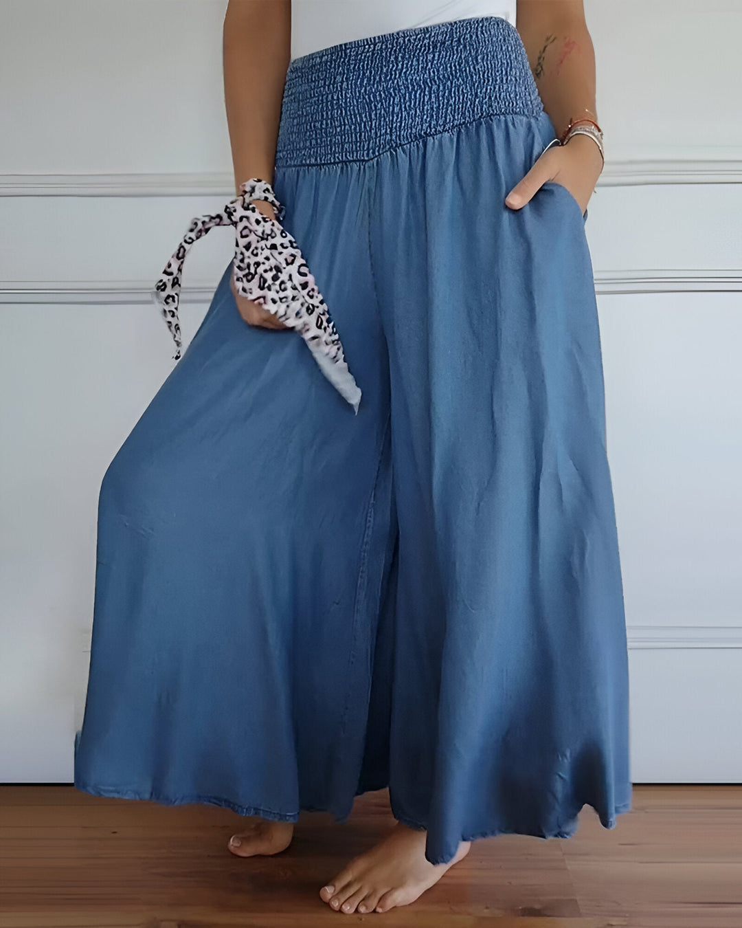 MOREL & LAURENT PARIS | Pantalon large pour femme avec taille smockée