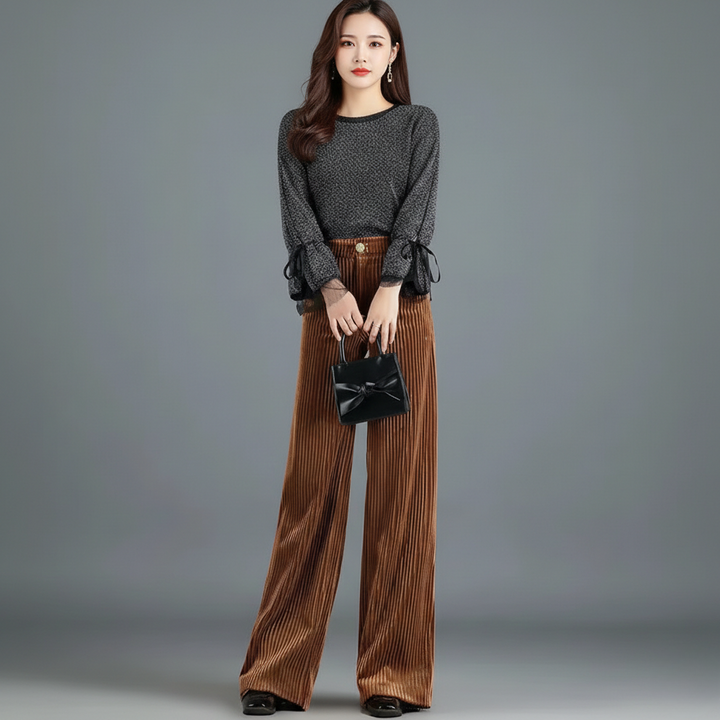 MOREL & LAURENT PARIS | PANTALON EN VELOURS TRICOTÉ TAILLE HAUTE POUR FEMME