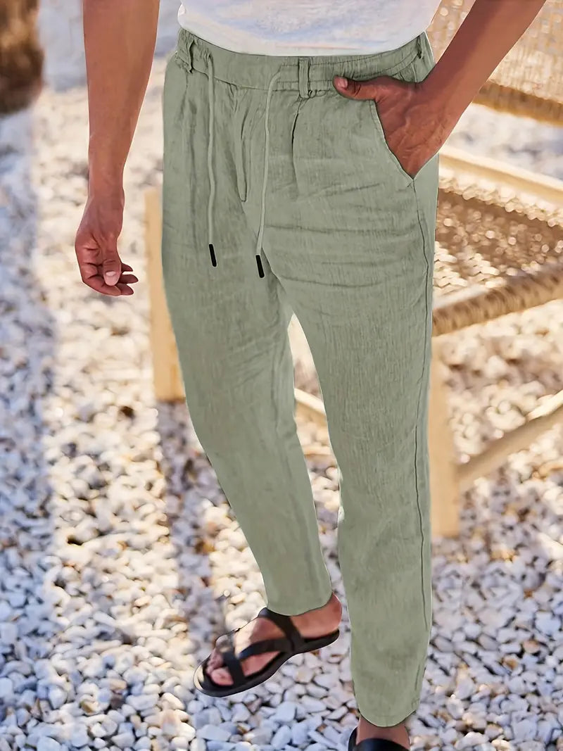 MOREL & LAURENT PARIS | PANTALONS LARGES EN LIN AVEC CORDON