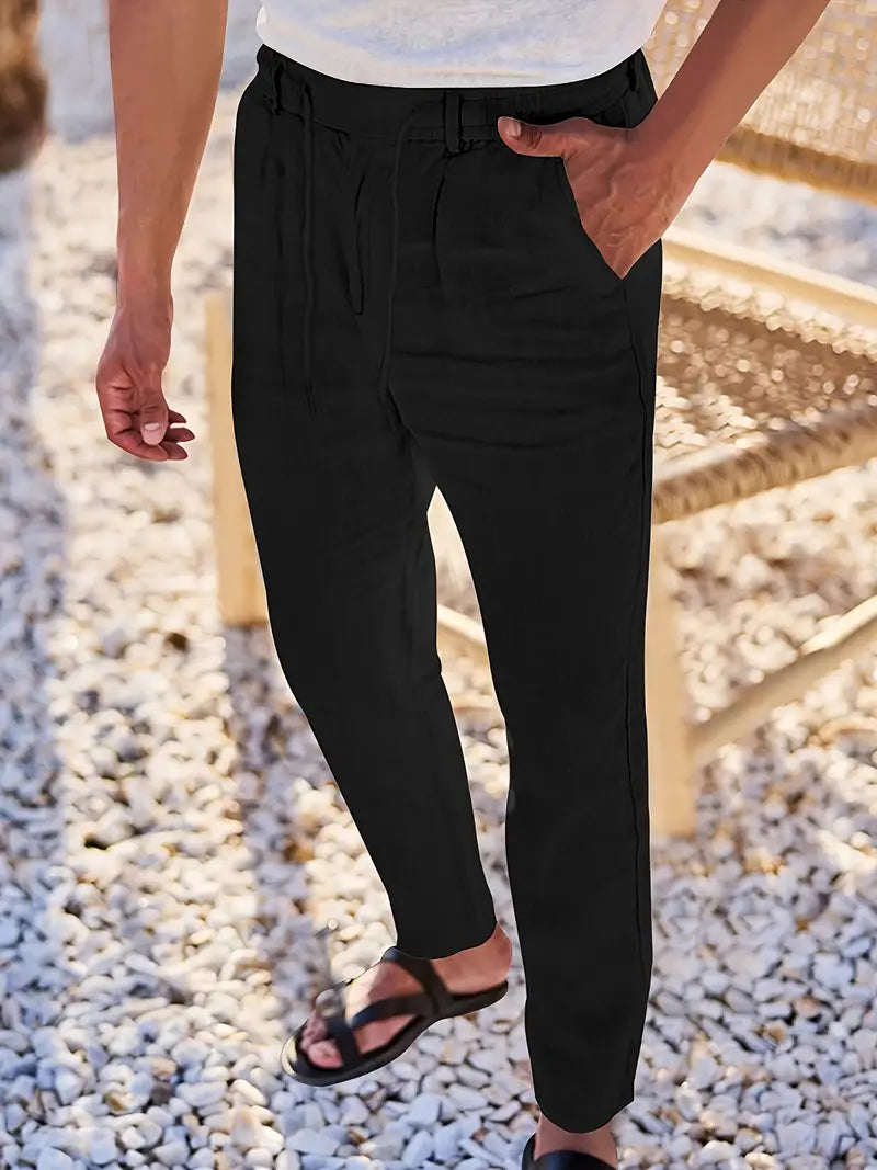 MOREL & LAURENT PARIS | PANTALONS LARGES EN LIN AVEC CORDON