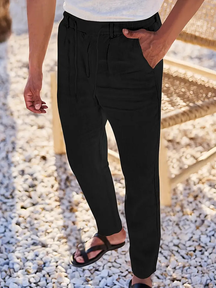 MOREL & LAURENT PARIS | PANTALONS LARGES EN LIN AVEC CORDON