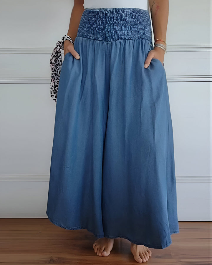 MOREL & LAURENT PARIS | Pantalon large pour femme avec taille smockée