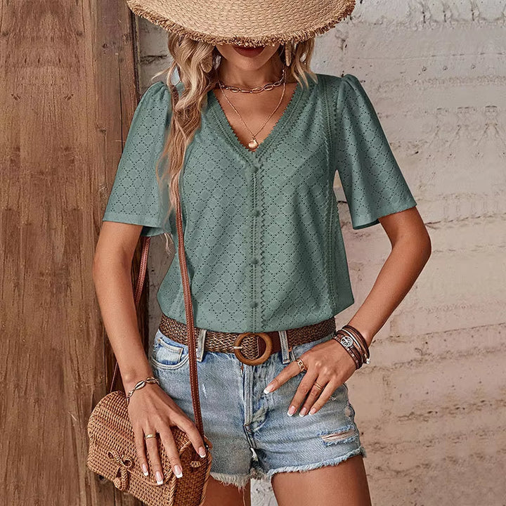 Adelheid | Blouse à manches courtes et encolure en V