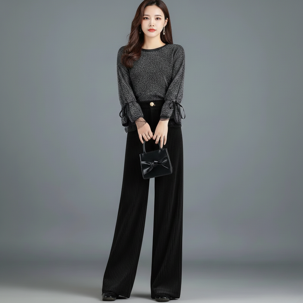 MOREL & LAURENT PARIS | PANTALON EN VELOURS TRICOTÉ TAILLE HAUTE POUR FEMME