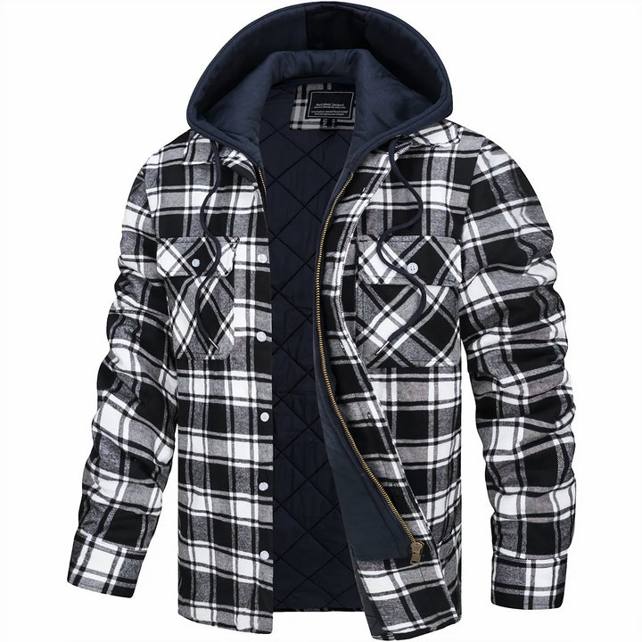 MOREL & LAURENT PARIS | VESTE À CARREAUX AVEC CAPUCHE